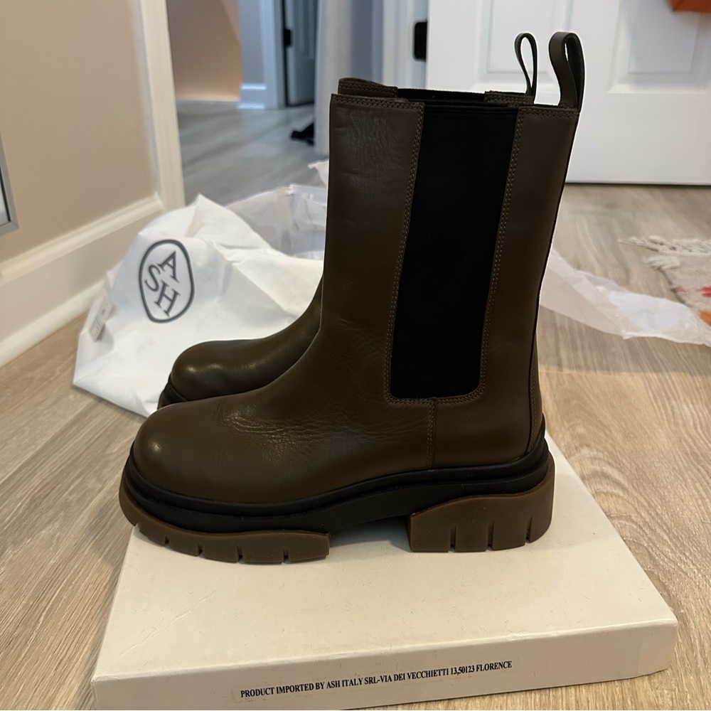 ASH Storm Leather Boots size 41 Mud color (brown & black) sku FW21-M-135452-004